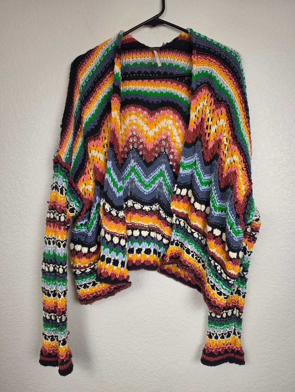 Free People Multicolor Crochet Knit Cardigan Sweater